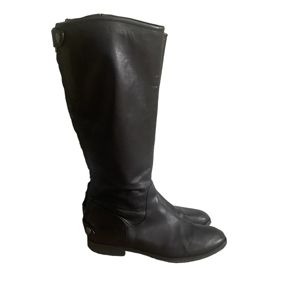 Belle By Sigerson Morrison Knee High Black Leather Riding Boot Back Zip Size 9B - Picture 1 of 13